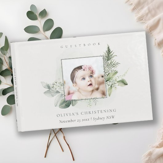 Rustic Eucalyptus Fern Foliage Foto Christening Gastenboek