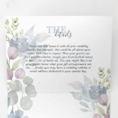 Rustic Eucalyptus Floral Dusty Blue Wedding Drieluik Uitnodiging (Binnenzijde eerst)