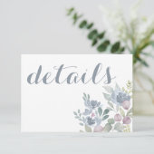 Rustic Eucalyptus Floral Dusty Blue Wedding Informatiekaartje (Staand voorkant)