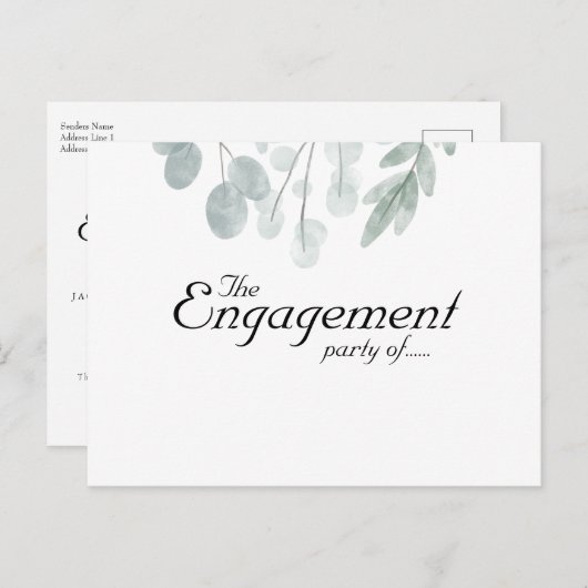 Rustic Eucalyptus Floral sla het Verloving Datum o Uitnodiging Briefkaart (Voorkant / Achterkant)