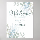 Rustic Eucalyptus Foliage Weddenschap Welkom Poster (Voorkant)