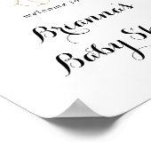 Rustic Eucalyptus Gold Floral Baby shower Welkom Poster (Hoek)