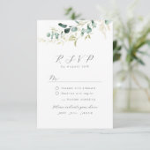 Rustic eucalyptus greenery boho bruiloft RSVP Kaartje (Staand voorkant)