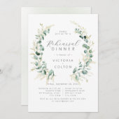 Rustic eucalyptus greenery boho Rehearsal Dinner Kaart (Voorkant / Achterkant)
