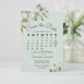 Rustic Eucalyptus Greenery Calendar Munt Wedding Save The Date (Staand voorkant)