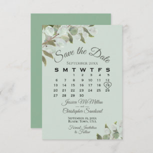 Rustic Eucalyptus Greenery Calendar Munt Wedding Save The Date