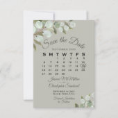 Rustic Eucalyptus Greenery Calendar Sage Wedding Save The Date (Voorkant)