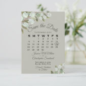 Rustic Eucalyptus Greenery Calendar Sage Wedding Save The Date (Staand voorkant)