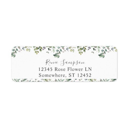 Rustic Eucalyptus Greenery Duo 3 Return Address Etiket (Voorkant)