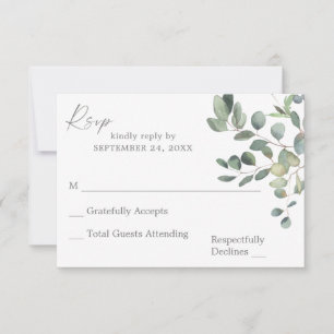 Rustic Eucalyptus Greenery Duo no Meal RSVP Card 3
