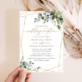 Rustic Eucalyptus Greenery Gold Wedding Reception Kaart