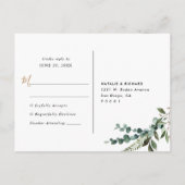 Rustic Eucalyptus Greenery Gold Wedding RSVP Briefkaart (Achterkant)