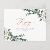 Rustic Eucalyptus Greenery Gold Wedding RSVP Briefkaart (Voorkant)