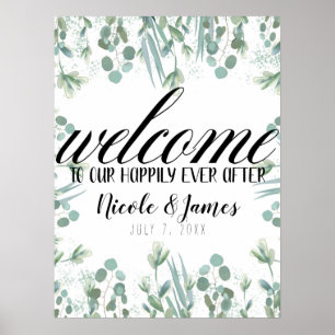 Rustic Eucalyptus Greenery Leaves Weddenschap Welk Poster