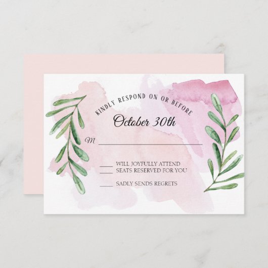 Rustic Eucalyptus Greenery Moderne Waterverf RSVP Kaart (Voorkant / Achterkant)