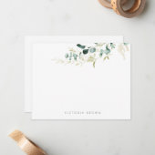 Rustic eucalyptus greenery Personalized Stationery Notitiekaartje (Voorkant / Achterkant in situ)