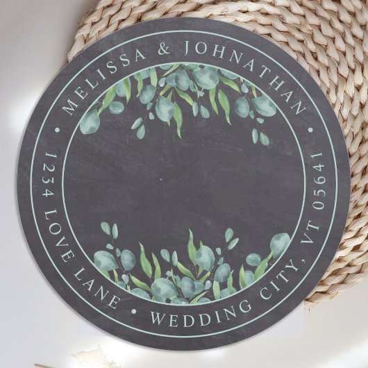 Rustic Eucalyptus Greenery Return Address Ronde Sticker