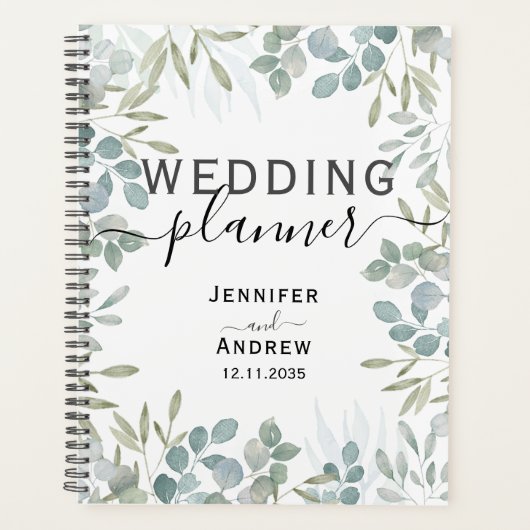 Rustic Eucalyptus Greenery Sage Wedding Planner (Voorkant)