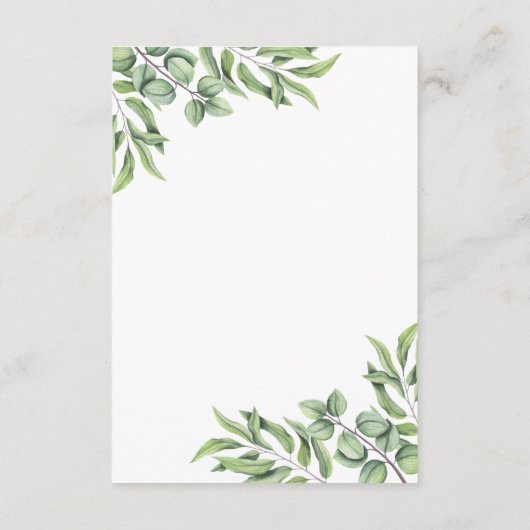 Rustic Eucalyptus Greenery Succulent Wedding Informatiekaartje (Achterkant)