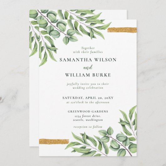 Rustic Eucalyptus Greenery Succulent Wedding Kaart (Voorkant / Achterkant)