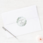 Rustic Eucalyptus Greenery Waterverf Wedding Cla Ronde Sticker (Envelop)