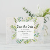 Rustic Eucalyptus Greenery Wedding Save the Date (Staand voorkant)