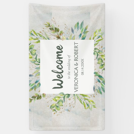Rustic Eucalyptus Greenery Wedding Welkom Spandoek (Verticaal)