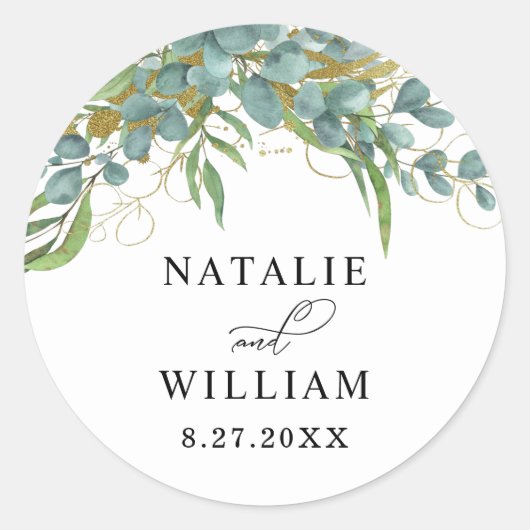 Rustic Eucalyptus Laurel Wedding Envelope Sticker (Voorkant)