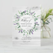 Rustic Eucalyptus Lavender country Barn Weddenscha Kaart (Staand voorkant)
