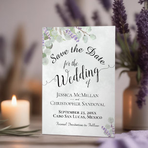 Rustic Eucalyptus & Lavender Elegant Boho Wedding Save The Date