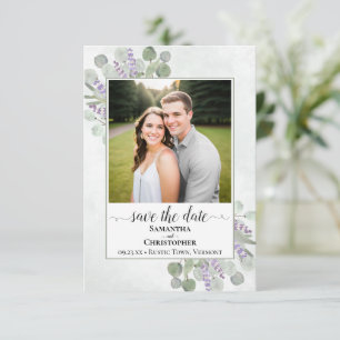 Rustic Eucalyptus & Lavender Photo Simple Wedding Save The Date