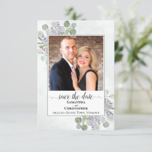 Rustic Eucalyptus & Lavender Photo Simple Wedding Save The Date