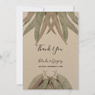 Rustic Eucalyptus Leaf Weddenschap Hartelijk dank Bedankkaart