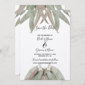 Rustic Eucalyptus Leaf Wedding Save the Date (Voorkant / Achterkant)