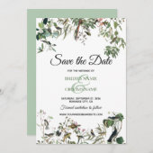 Rustic Eucalyptus Leaves Greenery Wedding Save The Date (Voorkant / Achterkant)