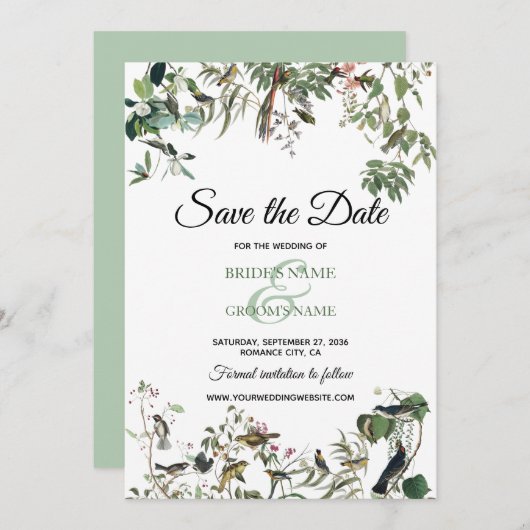 Rustic Eucalyptus Leaves  Greenery Wedding Save The Date (Voorkant / Achterkant)