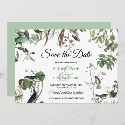 Rustic Eucalyptus Leaves Greenery Wedding Save The Date (Voorkant / Achterkant)