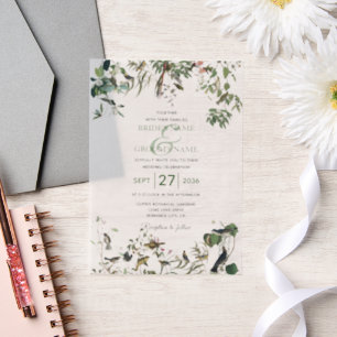 Rustic Eucalyptus Leaves  Greenery Wedding Vellum Uitnodigingen