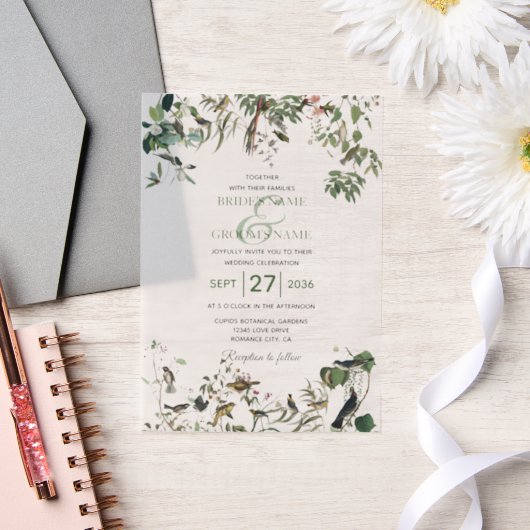 Rustic Eucalyptus Leaves  Greenery Wedding Vellum Uitnodigingen (Huwelijk)