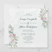 Rustic Eucalyptus Sage Green & Roze bruiloft Kaart (Voorkant)