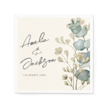 Rustic Eucalyptus Sage Green Wedding Napkins