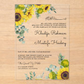 Rustic Eucalyptus Sunflower Islamic Muslim Wedding Acryl Uitnodigingen (Voorkant)