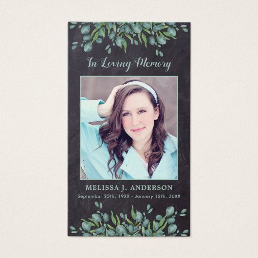 Rustic Eucalyptus Sympathie Funeral Prayer Kaart (Voorkant)