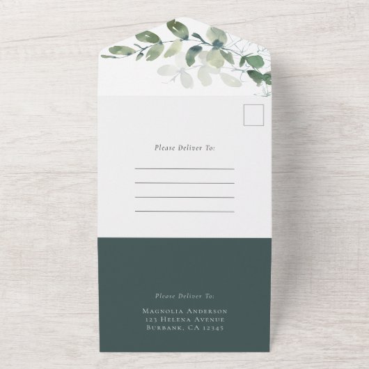 Rustic Eucalyptus Vow Renewal All In One Uitnodiging (Buitenkant)
