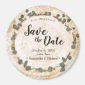 Rustic Eucalyptus Wood Slice wedding magnet (Devant)