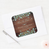 Rustic Eucalyptus Wood Weddenschap bewaart de datu Vierkante Sticker (Envelop)