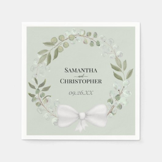 Rustic Eucalyptus Wreath Elegant Green Wedding Servet (Voorkant)
