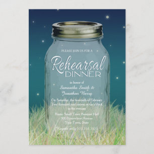 Rustic Evening Mason Jar Rehearsal Dinner Kaart