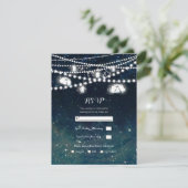 Rustic Evening Sky Mason Jar Lights Wedding RSVP Kaart (Staand voorkant)
