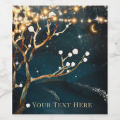Rustic Evening Tree Lights Sterrennacht Wedding Wijn Etiket (Enkel label)